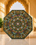 36-Inch Octagonal Floral Inlay Green Marble Coffee Table