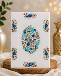 9x6-Inch Rectangular Floral Inlay White Marble Tray