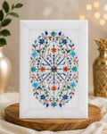 10x7-Inch Rectangular Floral Inlay White Marble Tray