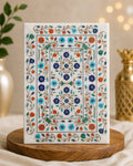 14x10-Inch Rectangular Floral Inlay White Marble Tray