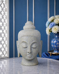 Artisanal 12-Inch Handcrafted Green Marble Buddha Head Statue