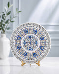 14-Inch Classic Floral Inlay White Marble Decorative Plate