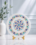 12-Inch Floral Inlay Decorative Marble Plate